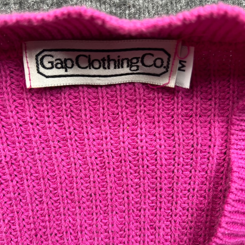 Vintage Gap Sweater Vest Womens Medium Pink 100% Cotton Shaker Knit Union USA - Picture 7 of 12